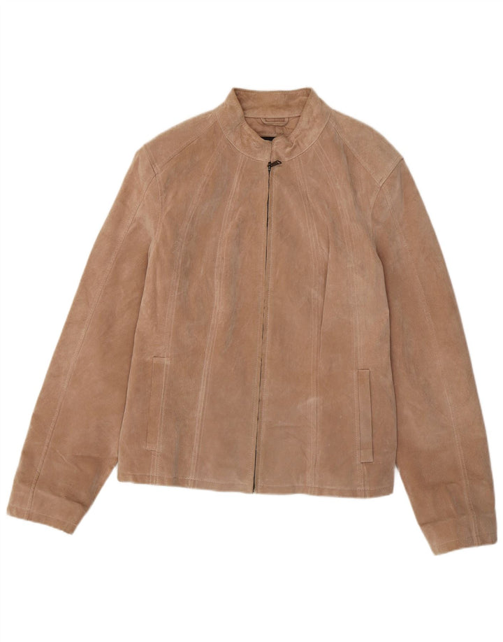 Женский замшевый бомбер Zarro IT 52 2XL Бежевый кожаный