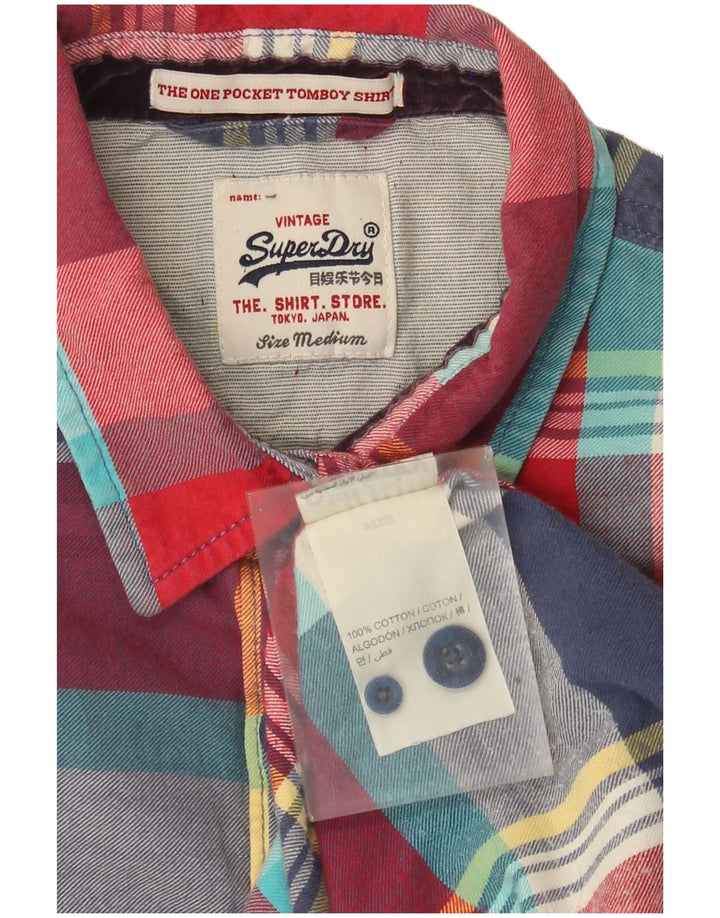 Женская фланелевая рубашка Superdry UK 14, средний размер, разноцветная клетка, хлопок