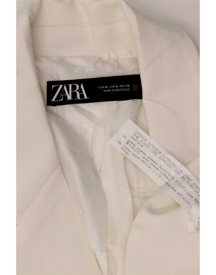 Женский пиджак Zara на 1 пуговице UK 14, средний белый полиэстер