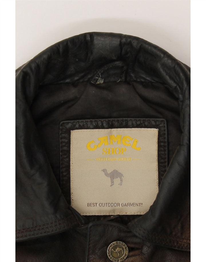 Мужская кожаная куртка Camel Active UK 38 Средне-коричневая кожаная
