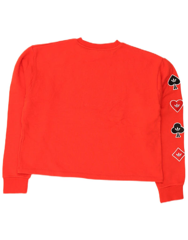 Женский укороченный свитер с рисунком Adidas UK 16, большой красный хлопок