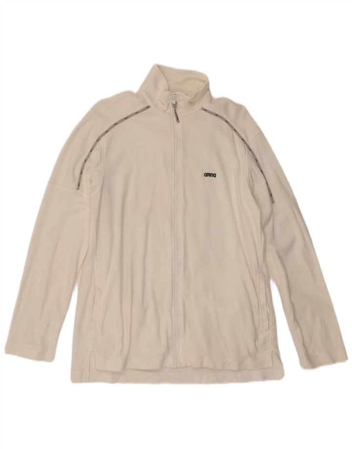 ARENA Womens Tracksuit Top Jacket UK 14 Large White Cotton