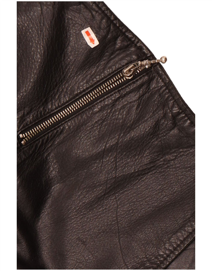 Винтажное женское кожаное болеро UK 12, средний черный