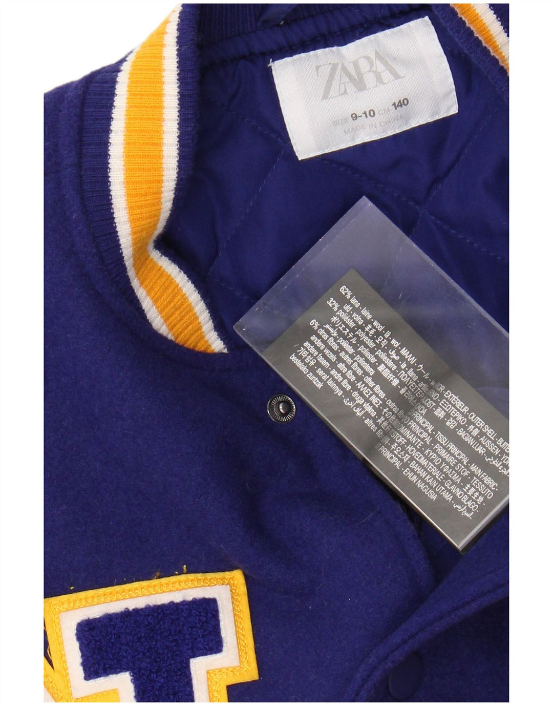 Университетская куртка ZARA для девочек New York Crocodiles с графическим рисунком, 9–10 лет, темно-синяя