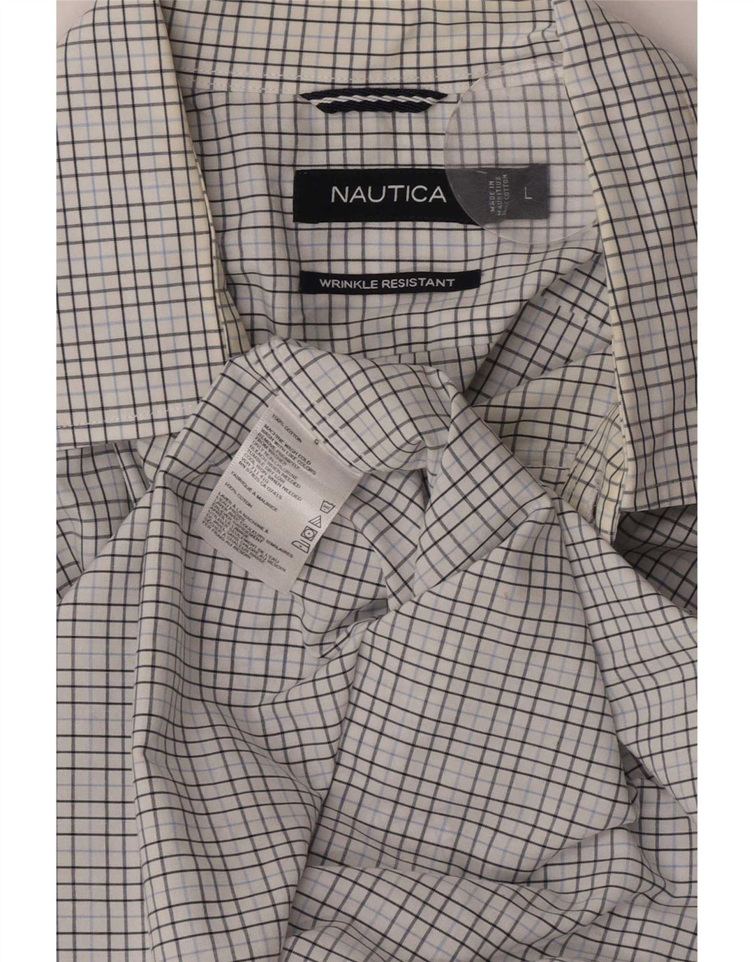 Мужская рубашка Nautica, большая белая хлопковая клетка в клетку