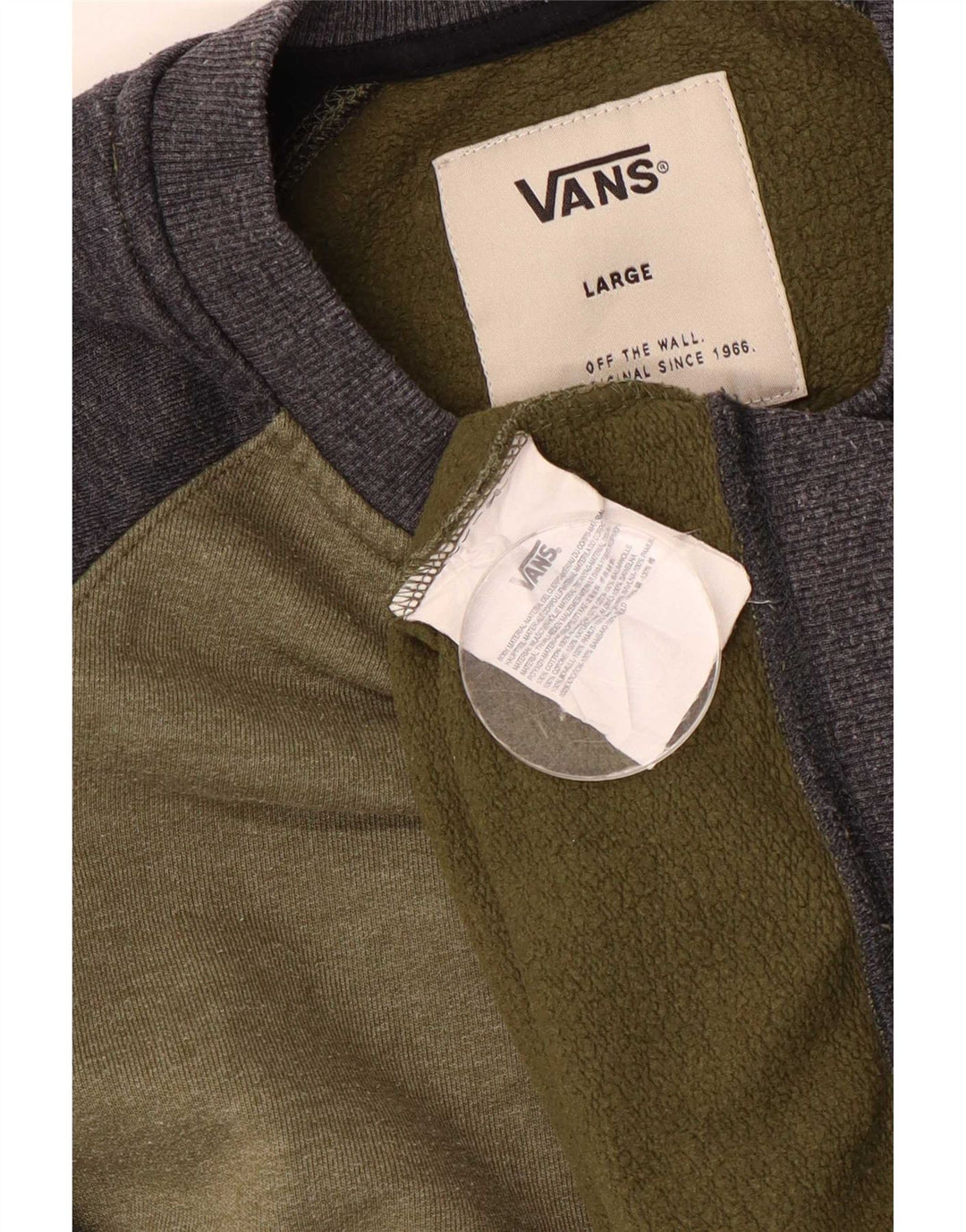 Мужской свитшот Vans, большой хлопковый джемпер цвета хаки с цветными блоками