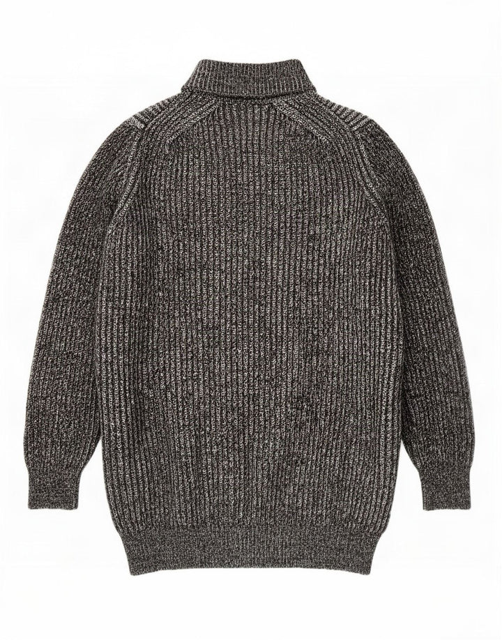 Женский удлиненный джемпер с высоким воротником Zara UK 14, средний серый в крапинку