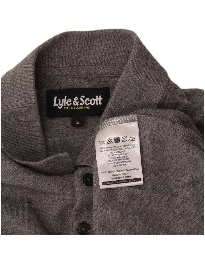 Мужская рубашка-поло с длинным рукавом Lyle & Scott, маленькая серая, хлопковая