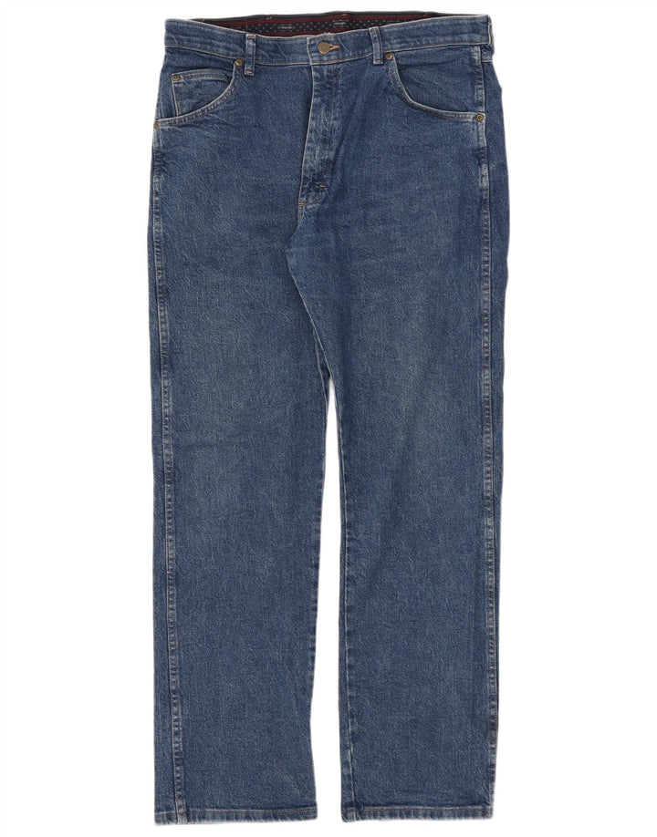 Мужские прямые джинсы Wrangler стандартного кроя W36 L32, синие, хлопок