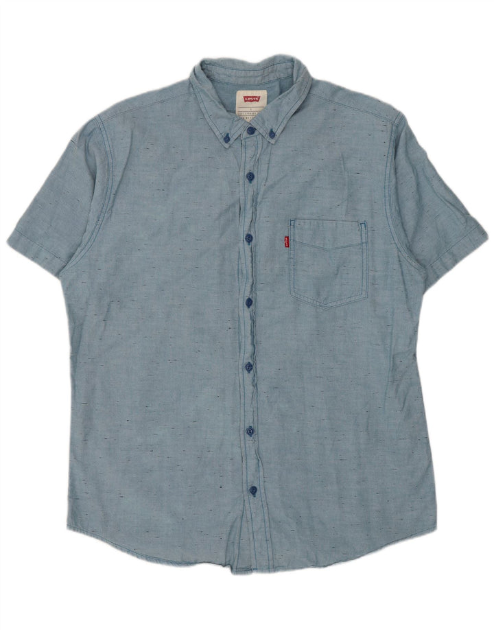 Мужская рубашка с коротким рукавом Levi's, большая синяя хлопковая крапинка
