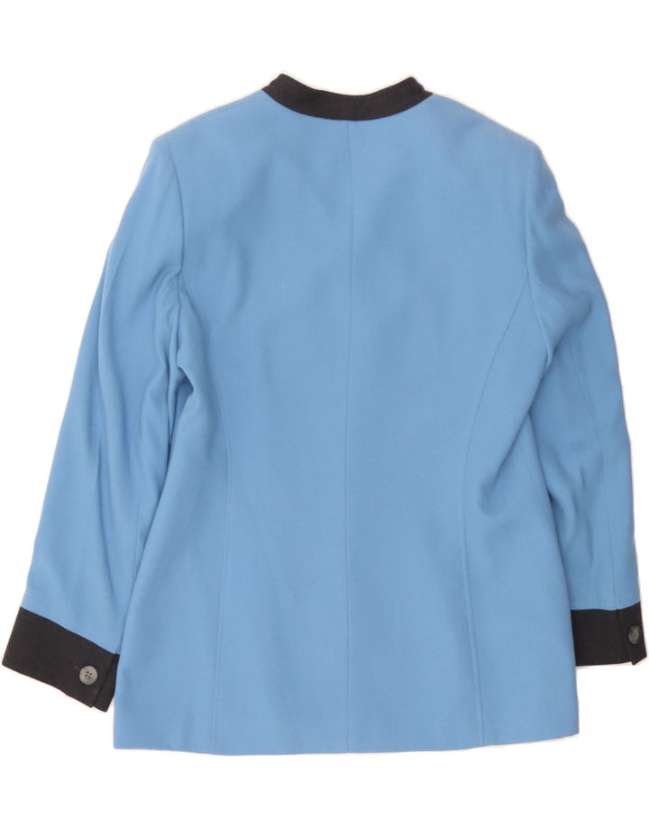 KASPER Womens Blazer Jacket UK 14 Large Blue Colourblock Viscose Vintage Kasper and Second-Hand Kasper from Messina Hembry 