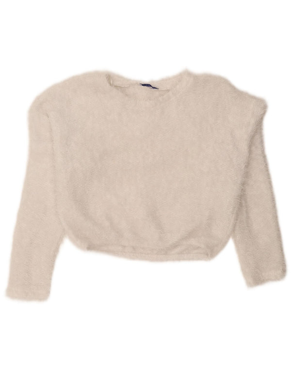 Женский укороченный джемпер с круглым вырезом Zara UK 10, маленький белый