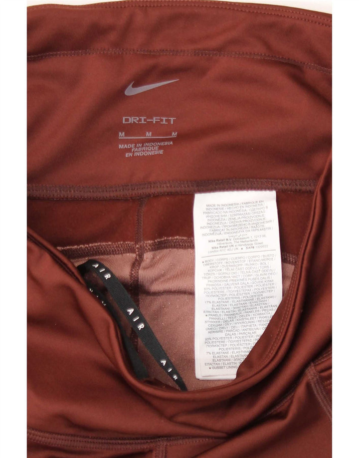 Женские леггинсы Nike Dri Fit UK 12, средний коричневый цвет, полиэстер с цветными блоками