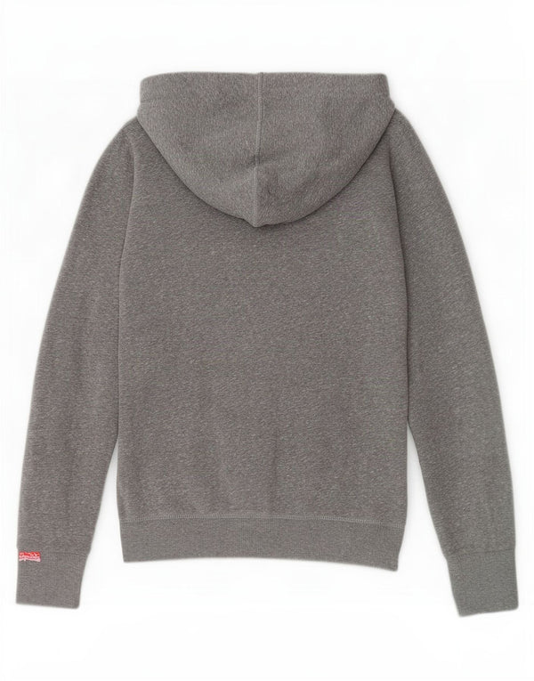 Женский свитер с капюшоном на молнии с графическим рисунком Superdry UK 10, маленький серый в крапинку