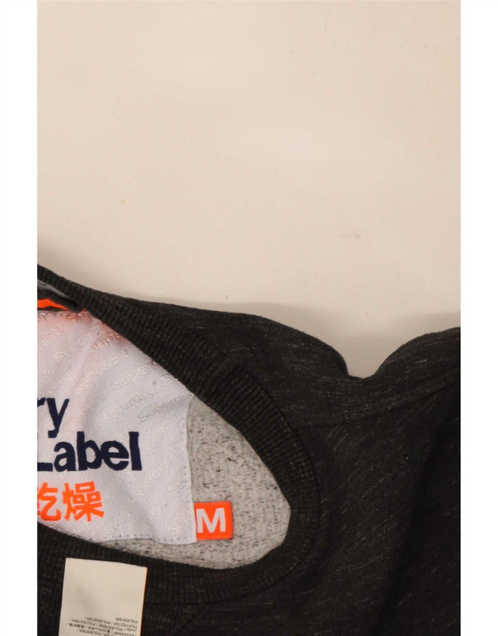 Мужской свитшот Superdry, хлопковый джемпер среднего серого цвета в крапинку