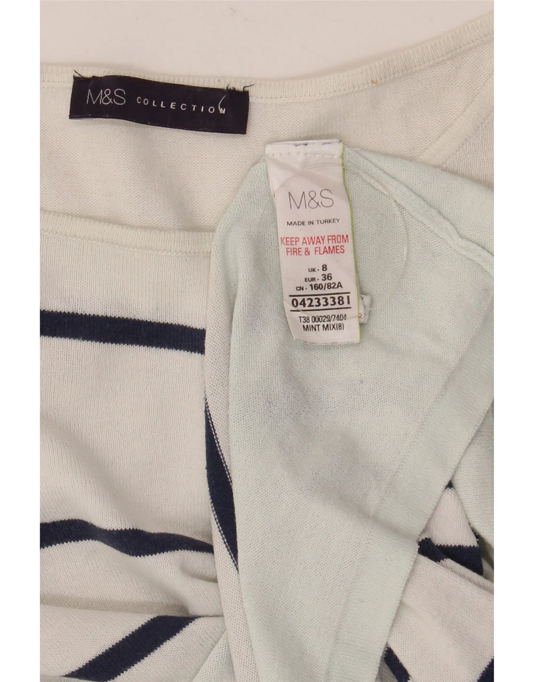 Женский топ с длинным рукавом Marks & Spencer, Великобритания, 8 маленьких белых полосок, хлопок