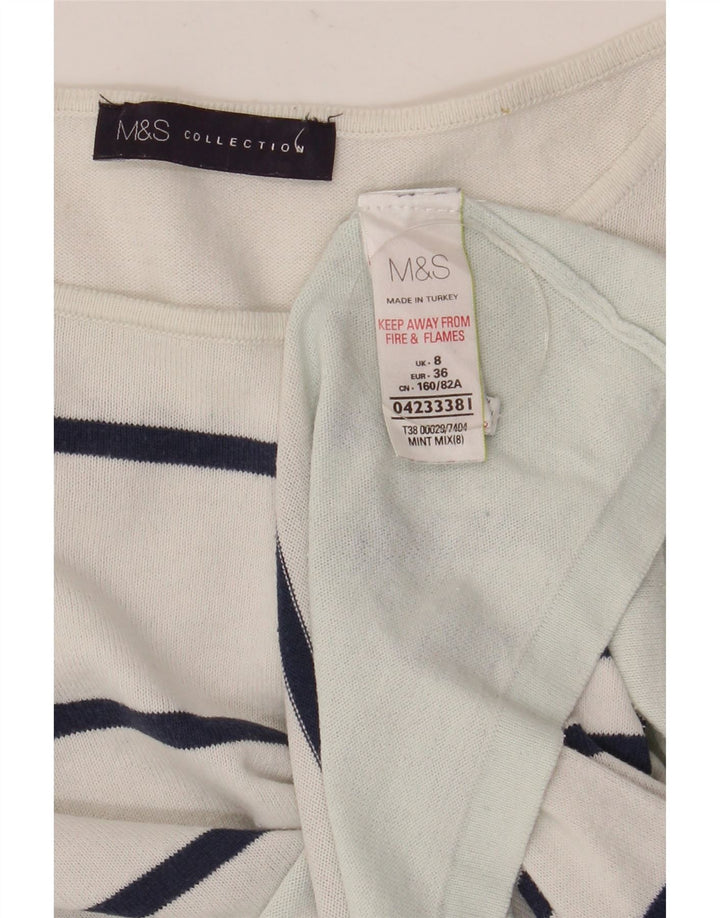 Женский топ с длинным рукавом Marks & Spencer, Великобритания, 8 маленьких белых полосок, хлопок