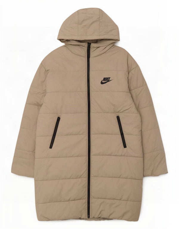 Женское длинное пуховое пальто с капюшоном и графикой Nike UK 6 XS, бежевое