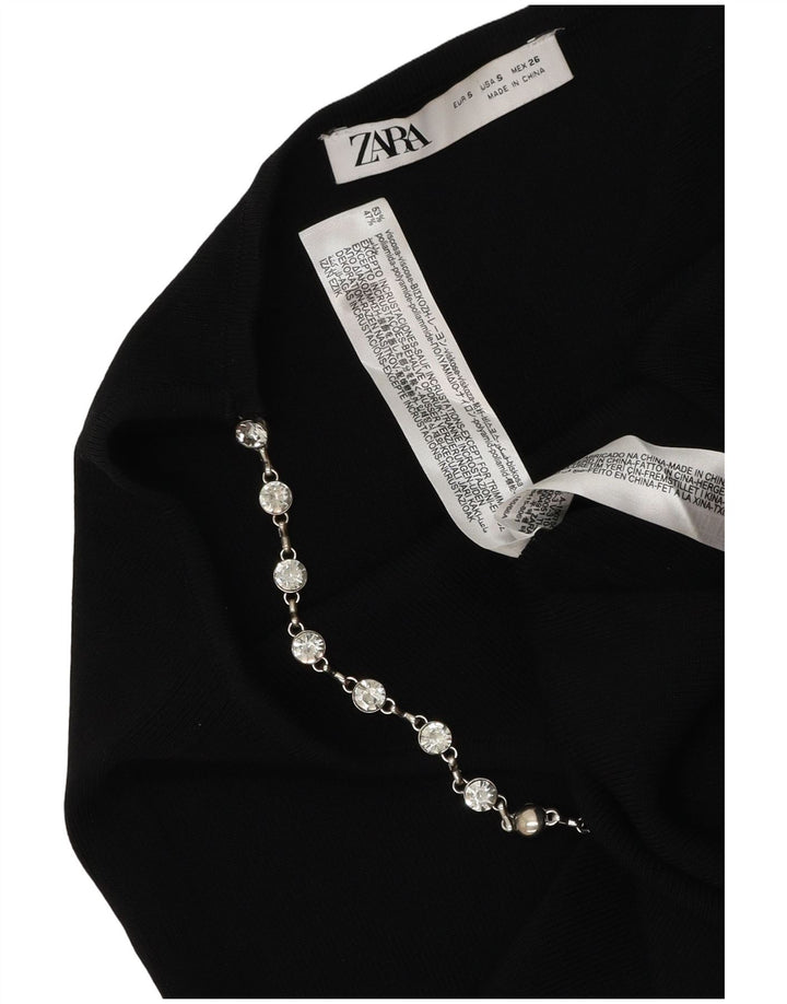 Женское платье на одно плечо Zara UK 10, маленькое черное из вискозы