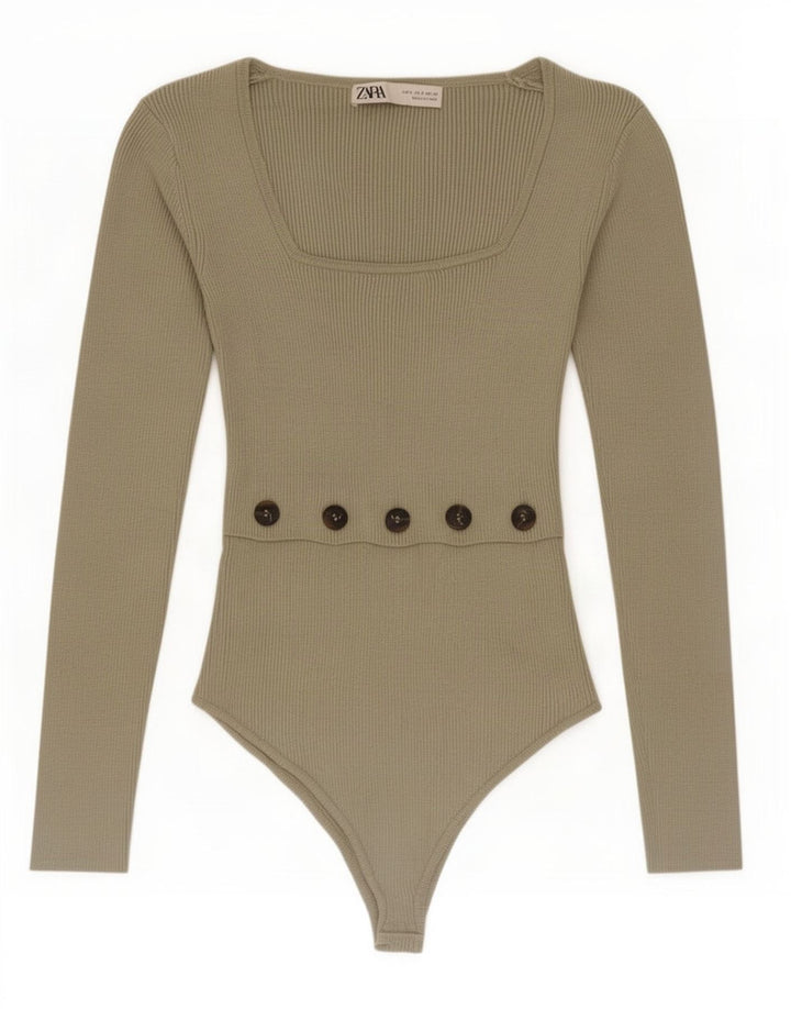Женское боди Zara UK 8, маленькое зеленое из вискозы
