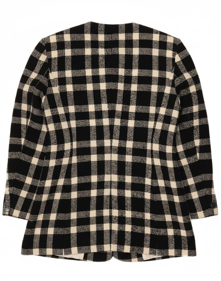 LAUREL Womens 4 Button Blazer Jacket EU 38 Medium Black Gingham Wool