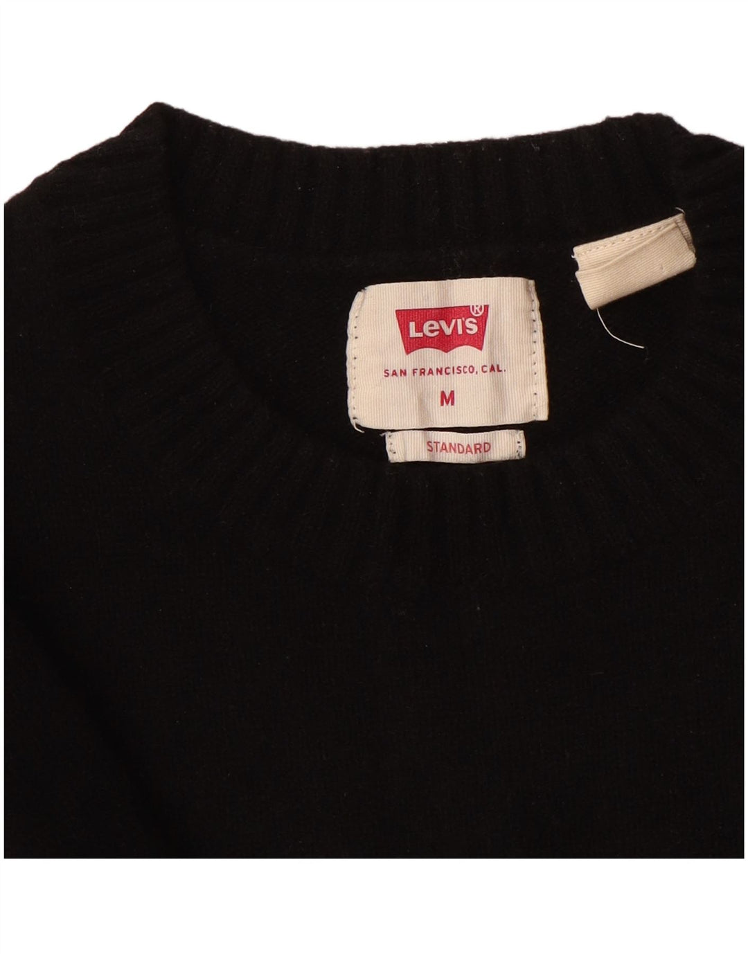 Мужской джемпер с круглым вырезом Levi's Standard, черный шерстяной свитер среднего размера
