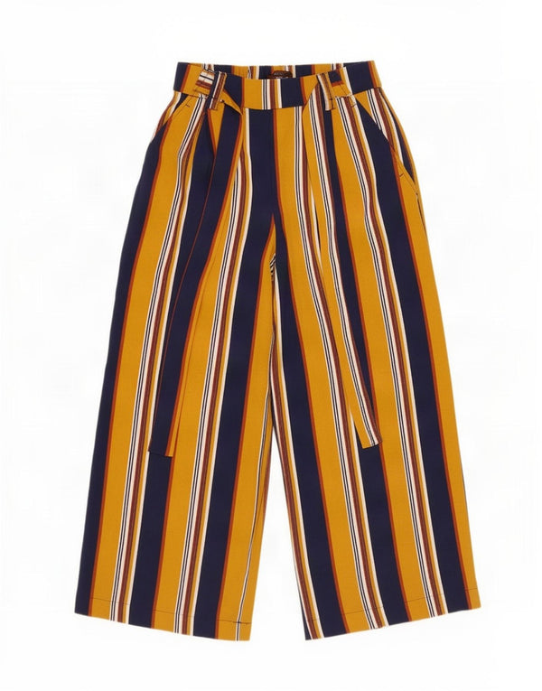 Женские укороченные широкие брюки Zara XS W24 L23 в разноцветную полоску