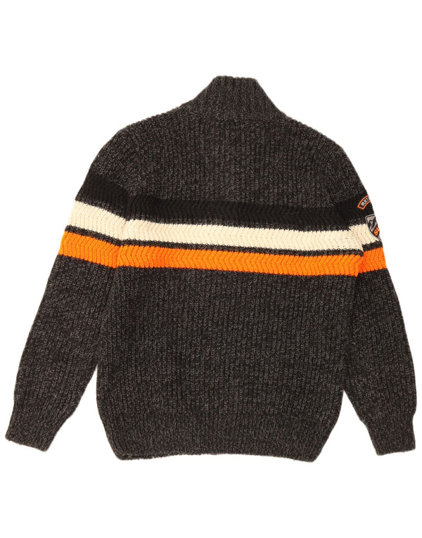 Мужской свитер Superdry с воротником на молнии 2XL, серый акрил в полоску
