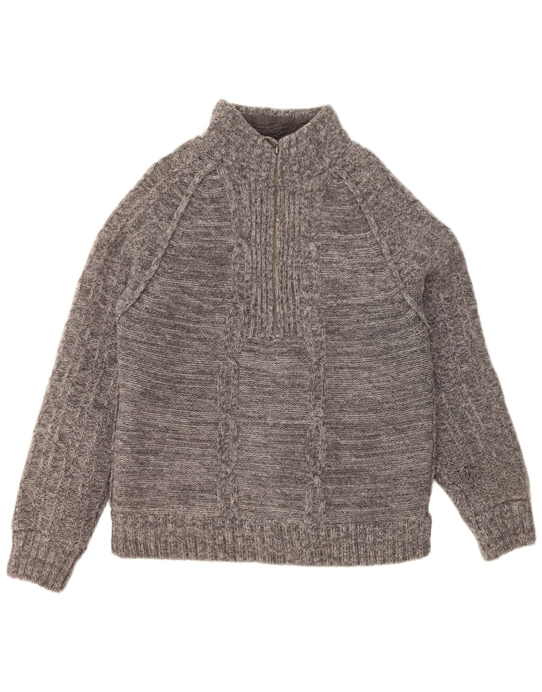 Мужской свитер FAT FACE с воротником на молнии, большой серый из овечьей шерсти