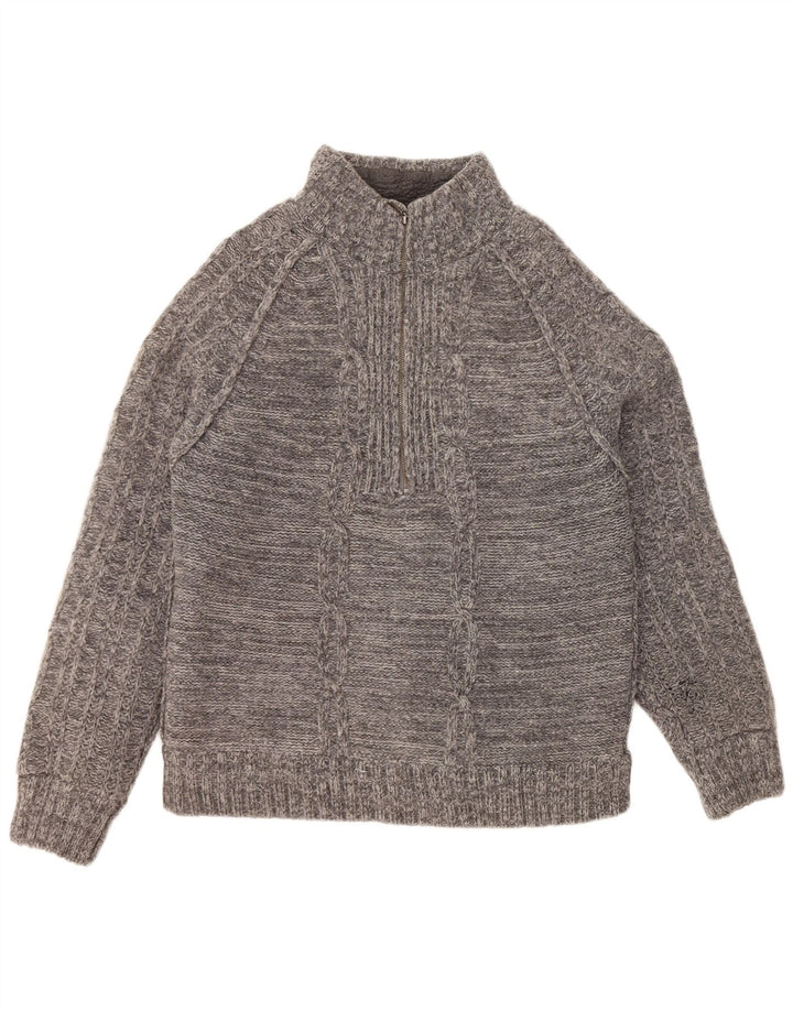 Мужской свитер FAT FACE с воротником на молнии, большой серый из овечьей шерсти