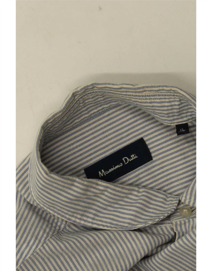 Мужская рубашка Massimo Dutti XL синяя в тонкую полоску