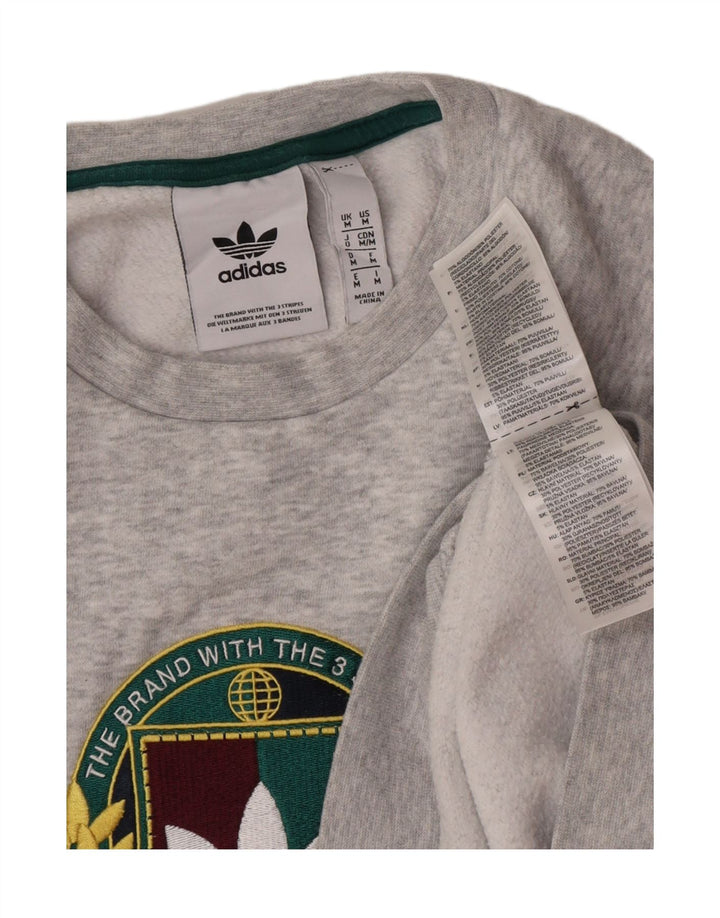 Мужской свитер с рисунком Adidas, хлопковый джемпер среднего серого цвета