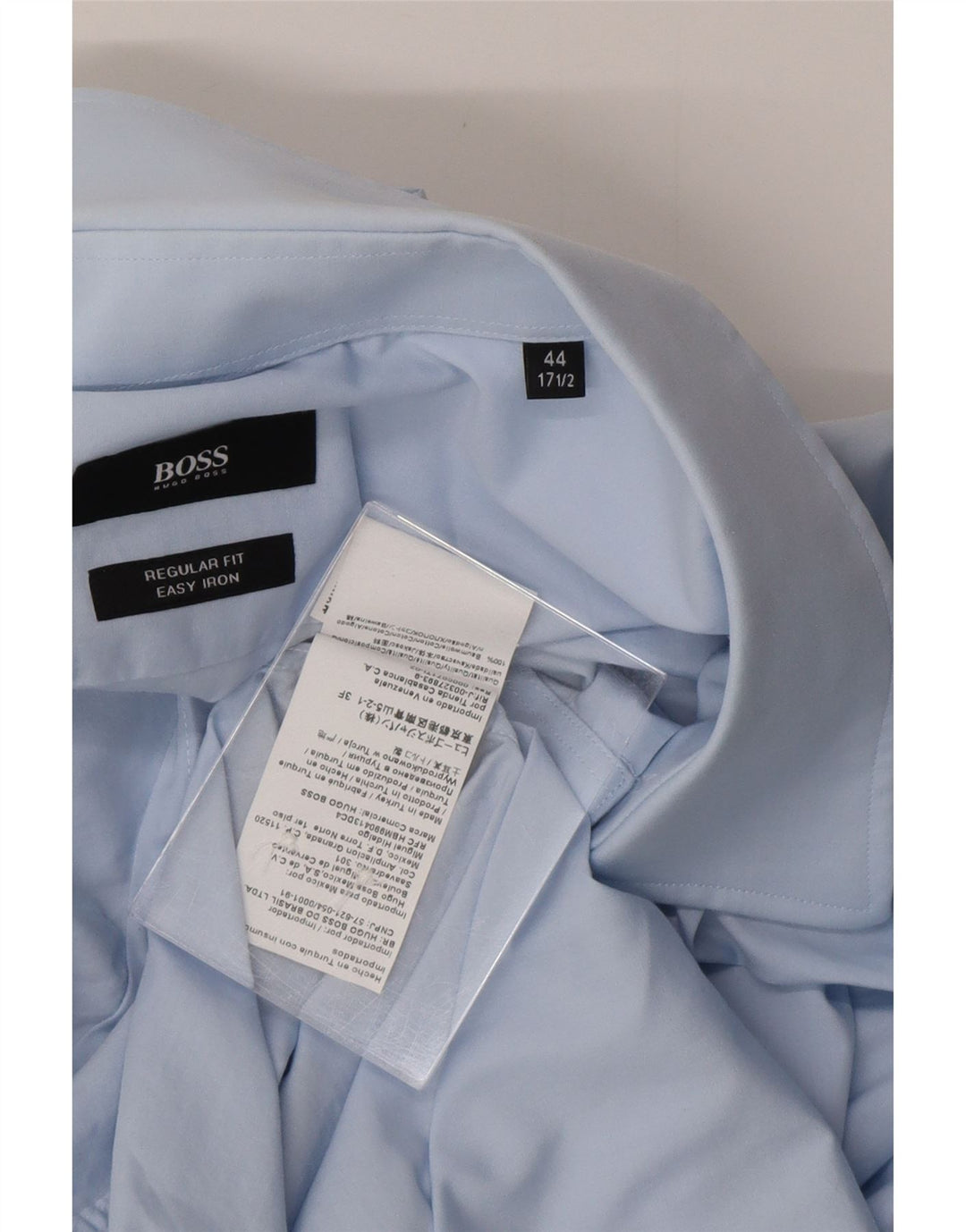 Мужская рубашка обычного кроя HUGO BOSS, размер 44, 17, 1/2 XL, синяя, хлопок