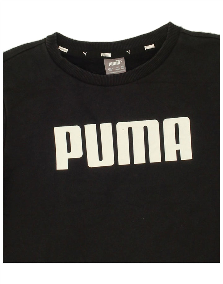 PUMA Boys Graphic Sweatshirt Jumper 11-12 Years Black Cotton Vintage Puma and Second-Hand Puma from Messina Hembry 