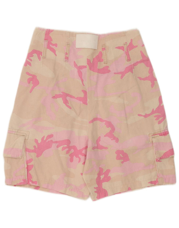 Pinko Женские джинсовые шорты карго с высокой талией UK 6 XS W30 Розовый камуфляж