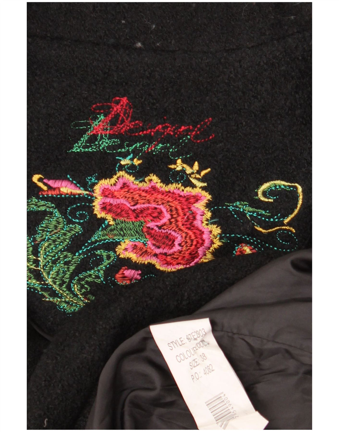 Женское пальто Desigual с графическим рисунком EU 38, средний черный цветочный вискоза