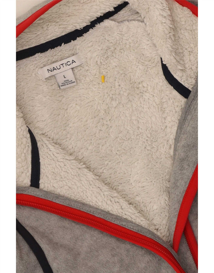 Женская флисовая куртка Nautica UK 14, полиэстер в большую серую полоску
