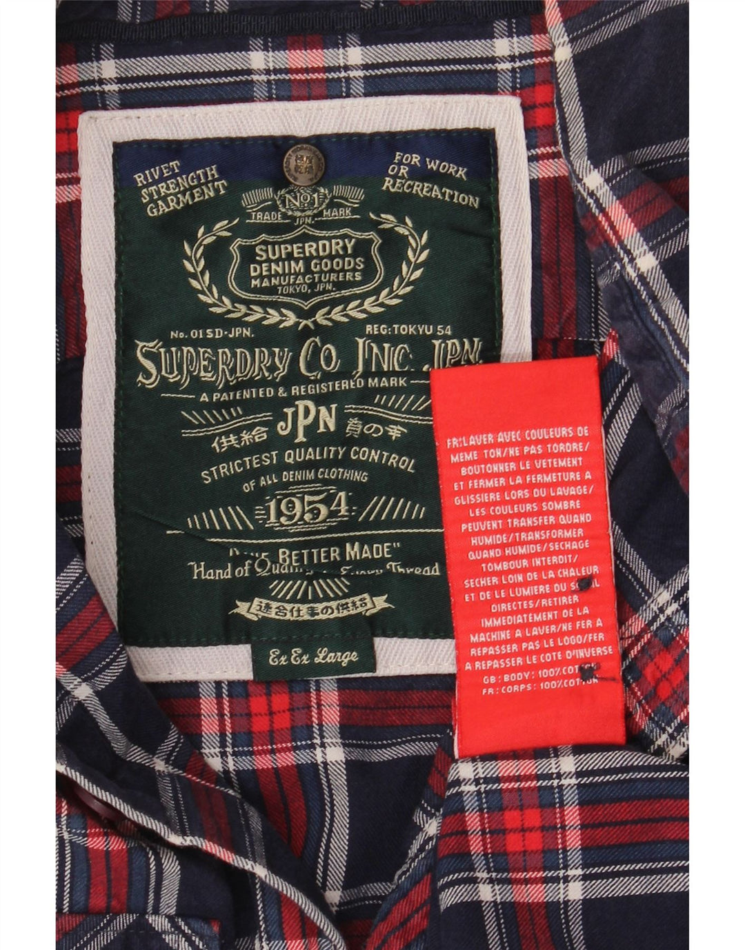 Мужская фланелевая рубашка Superdry 2XL, темно-синяя клетка, хлопок
