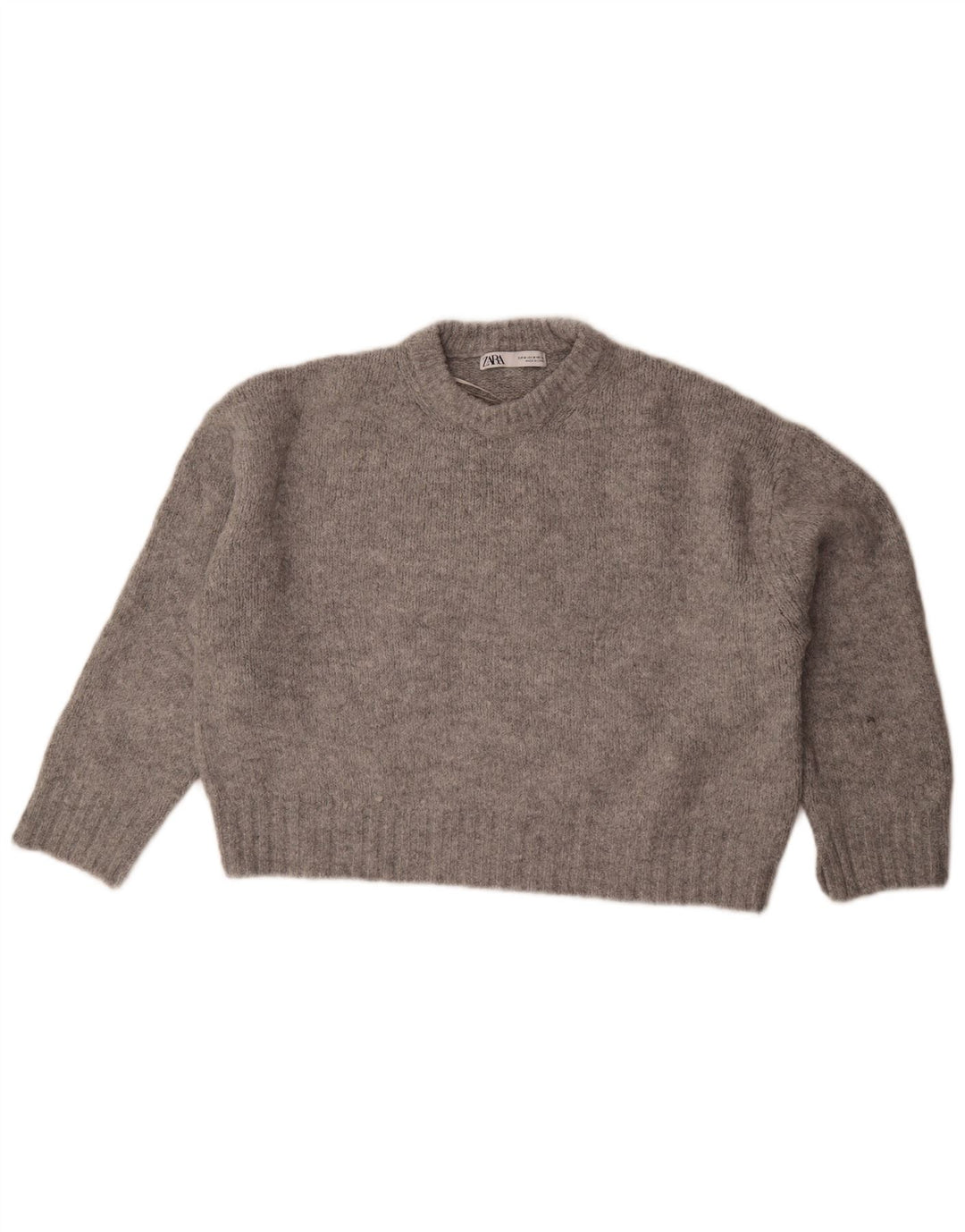 Женский свободный джемпер с круглым вырезом Zara UK 14, средний серый в крапинку
