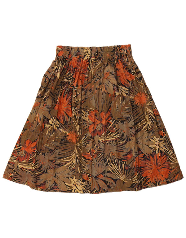 VINTAGE Womens A-Line Skirt UK 14 Medium W28  Brown Floral Viscose
