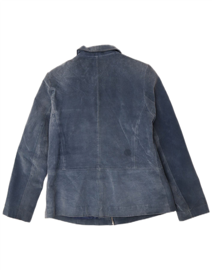 Женская замшевая куртка Project UK 10, маленькая синяя кожаная