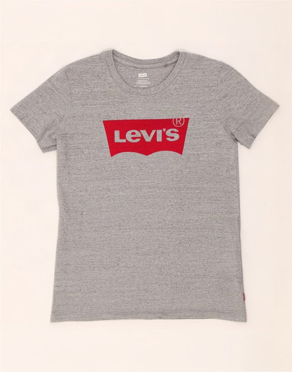 Женская футболка с рисунком Levi's Top UK 6 XS Серый хлопок с крапинками