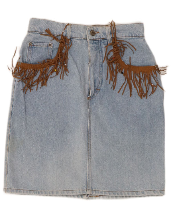 CASUCCI Женская джинсовая юбка с высокой талией IT 44 Medium W24 Синяя цветных блоков