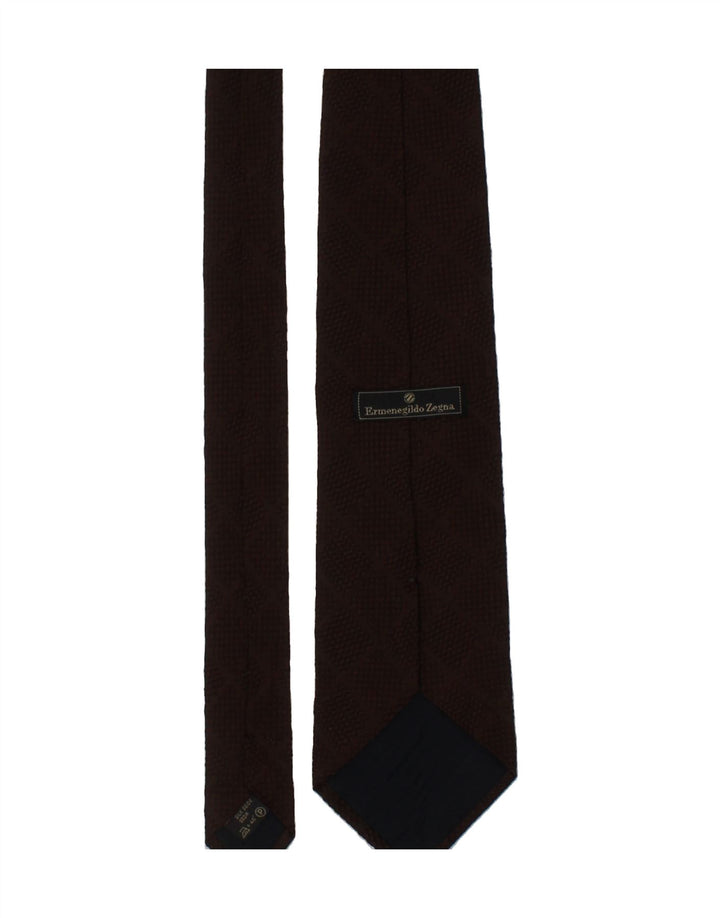 ERMENEGILDO ZEGNA Mens Tie One Size Brown Check Silk Vintage Ermenegildo Zegna and Second-Hand Ermenegildo Zegna from Messina Hembry 