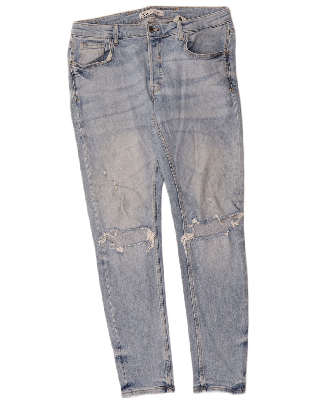 Мужские потертые узкие джинсы Zara EU 40 Medium W31 L30, синие, хлопок