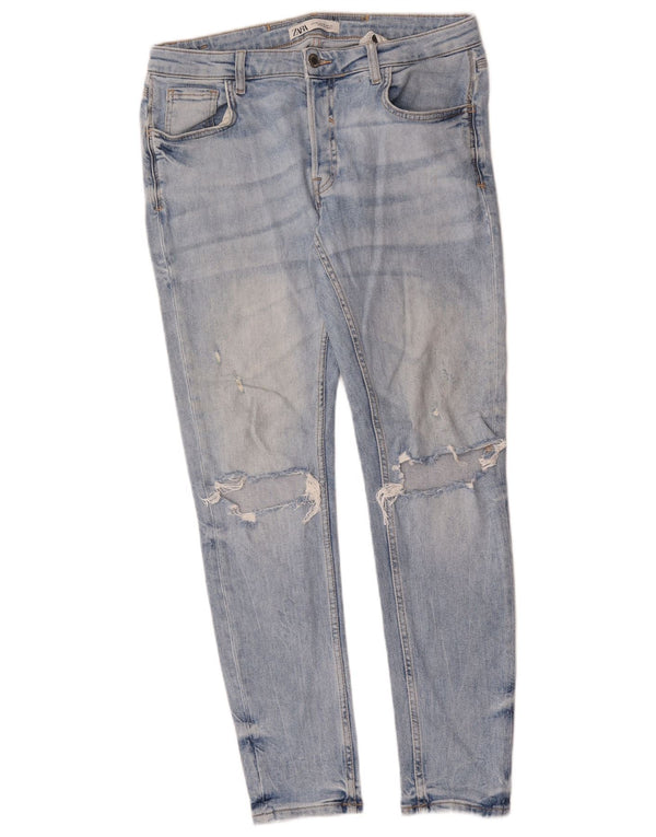 Мужские потертые узкие джинсы Zara EU 40 Medium W31 L30, синие, хлопок