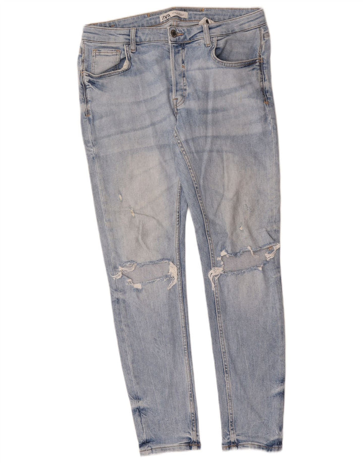 Мужские потертые узкие джинсы Zara EU 40 Medium W31 L30, синие, хлопок