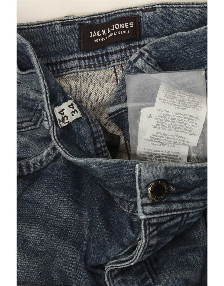 Мужские узкие джинсы Jack & Jones W34 L34, синий хлопок