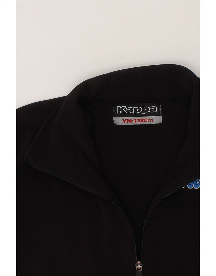 KAPPA Boys Tracksuit Top Jacket 7-8 Years Black Polyester Vintage Kappa and Second-Hand Kappa from Messina Hembry 