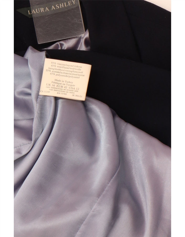 LAURA ASHLEY Женский пиджак на 4 пуговицах, Великобритания 16, большой темно-синий, вискоза